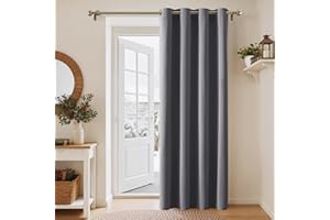 PONY DANCE Cortina Dormitorio Opaca 1 Pieza 140x240 CM, Termicas Aislantes Frio y Calor para Salon Modernas Cortinas Gris Blackout para Puerta con Ojales
