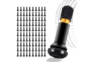Valve Pneu Voiture Funmo 100 PCS Valves Pneu Universal Valve Tubeless Capuchon Valve Auto Valve Tubeless Pneu Valves en Caoutchouc Snap-in Jantes pour la Plupart des Voitures, Motos, etc (Noir TR413)