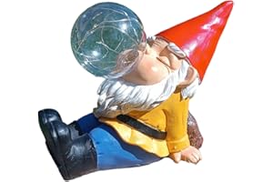 TIN Dreams Factory Nain de Jardin Decoration Exterieur, Statue Jardin Exterieur GNOME en Resine, Decoratif avec Lampe Solaire Rechargeable, Statuette Peint à la Main, Decoration Humor Cadeau Drole