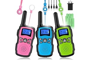 Wishouse Walkie Talkies for Kids Adults Rechargeable, Toys for 3 4 5 6 7 8 Year Old Boys Girls, PMR446 Kids Radios Long Range with Flashlight Lanyards, Camping Birthday Xmas Gifts Presents 3 Pack