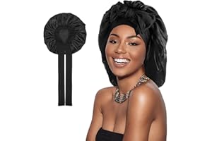 YueJieSelected Seidenhaube zum Schlafen Lange Haare,Silk Bonnet Sleep Cap,Schlafhaube Seide,Satin Haarhaube für Die Nacht,Schlafhaube Haare Schützen CapSeidenhaube zum Schlafen (1 leichtes Pulver)