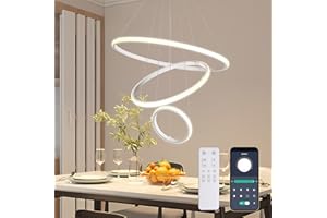 KAUCQI 75W LED Lampada a Sospensione, Moderna LED Lampadario Plafoniera, Dimmerabili 3000K-6000K, Con Funzione di Memoria, 3 Squillare Φ20+40+60cm, Appendere le Luci for la Sala da Pranzo, Isola Della Cucin