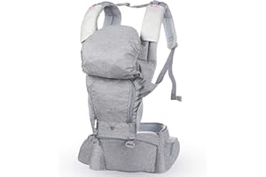 Lictin Porte-Bébé Ergonomique 6-en-1 avec Siège Amovibles, Ajustable et Respirant - Porte-Bébé avec 2 Serviettes et 1 Chaîne Tétine, 6 Façons de Porter, pour Nouveau-Né et Bébé de 3,5 à 20 kg