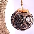 N&H Handmade 100% Natural Coconut Shell Half Moon 1 Ball Table Chakri Design Lamp | Desk Lights for Décor | Fancy Night Table Lamps - Home Decor Items