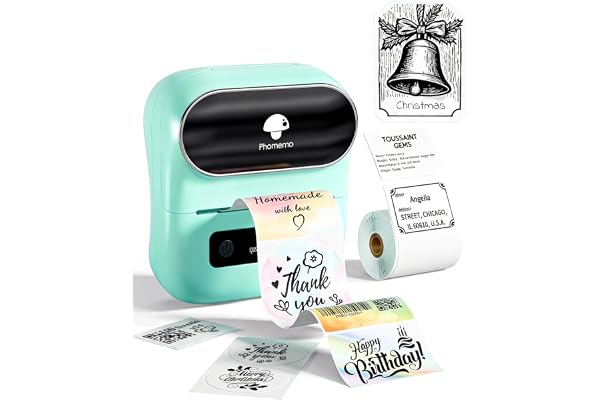 Phomemo M220 Imprimante d'étiquettes Ediquette Bluetooth, Imprimante d'étiquettes portatives, Appareil de Taille 20 à 75 mm, Support avec Phones & PC, pour la Maison, la Vente au détail, Le Bureau