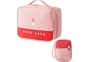 MELLYSTORE Botiquín de Primeros Auxilios 2pcs Kit de Primeros Auxilios Bolsa Botiquin Gran Capacidad Bolsa de Primeros Auxilios Portátil,para Casa, Deportes, Trabajo, Camping, Senderismo, Viaje (Rosa)