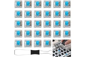 Goodern Blue Clicky Mechanical Keyboard Switches,50 PCS 3-Pin Pre-Lubricated Clicky Key Switches with Switch Puller,Dustproof and Waterproof Keyboard Accessories for DIY Gaming & Office Keyboards