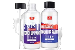 DECORROM Touch Up Paint - 200ml Surface Repair Pen - Fast-Drying Paint for Walls, Doors, Cabinets, Wood, Furniture, Bathtub, Tiles, Radiator, Metal & More, Fix Scratches, Marks & Chips (White, Glossy + Matte)