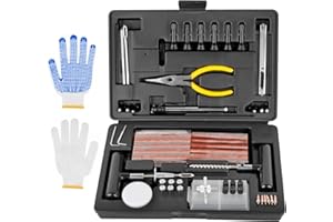 everfarel Juego de reparación de neumáticos, 100 TLG para Coche, Set Profesional de reparación de neumáticos, para Motocicletas, Coches, Camiones, Tractores, Bicicletas, etc.