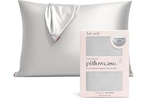 Kitsch Satin Pillowcase with Zipper for Hair & Skin, Softer Than Silk Pillow Cases Queen, Smooth Pillow Covers, Machine Washable, Wrinkle-Free, Cooling Satin Pillow Cases Standard Size 19"x26", Silver