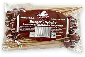 FOOTBALL-KING Burger-Spieße - American Football Style - Party Deko (30 Stück) - 12cm Länge