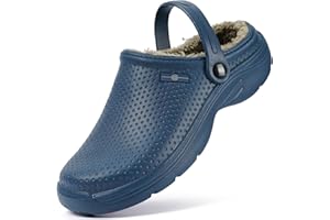 HSYOOES Zapatillas de Estar en casa Hombre Zuecos Mujer Invierno Zapatos de jardín Impermeable Pantuflas Forro Pelusa Caliente Zapatilla de Interior