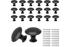 haierdidi Pomelli rotondi per cassetti, in stile vintage, 28 mm, colore nero opaco, 20 pezzi, colore nero opaco