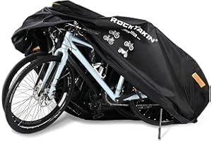 ROCK TAKIN Bike Cover for 2 or 3 Bikes Outdoor Waterproof, 300D Oxford Heavy Duty Bicycle Cover Rain Dust UV Wind Proof Bike Tarp with Reflective Strips Storage Bag for Mountain Road Electric Bike