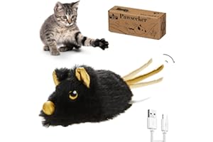 Pawsayes Interaktives Katzenspielzeug für Wohnungskatzen, wiederaufladbares automatisches bewegliches Maus-Katzenspielzeug mit Quietschgeräusch, intelligente elektrische Mäuse-Katzenspielzeuge