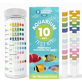+ CONTROL GARDEN 160 Test Strips 10 in 1 Aquarium Test Strips | Test for Fish Tank, Freshwater Fish Pond and Marine | Complet