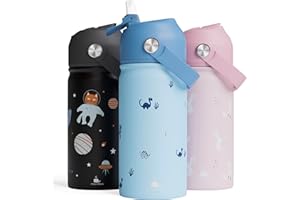 WigglyWhale Stainless Steel Kids Water Bottle – 380ML, BP...