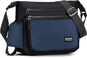 BAGROUPS Sac Bandoulière Homme Imperméable avec Sangle Réglable Grand Sac à Bandoulière en Nylon Sacoche Messager Bag Sacs Multifonctionnel Crossbody Bag pour IPAD 11 Pouces pour Travail Voyage