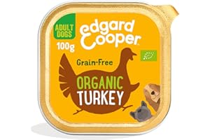 Edgard & Cooper Wet Food for Adult Dogs Pasztet Psy Bio Bez Zbóż Kubki 100 g x 17 Indyk Biologiczny, Smaczne i Zbilansowane Zdrowe Karmienie, Świeże Mięso