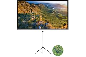EXCELIMAGE Projector Screen with Stand, 60 Inch Outdoor Projector Screen 16:9 and Stand, Portable Projection Screen with Aluminium Frame, Lightweight and Compact, Easy Setup, Idea for Home Cinema, Backyard Party