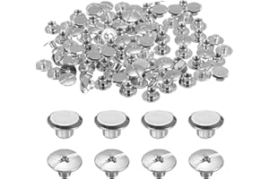 sourcing map 50set M5 x 4mm Chicago Screw Metal Phillips Head Binding Screws Post Nail Rivet Stud Screw Rivets for DIY Leather Belt Bag Craft Bookbinding, Silver Tone