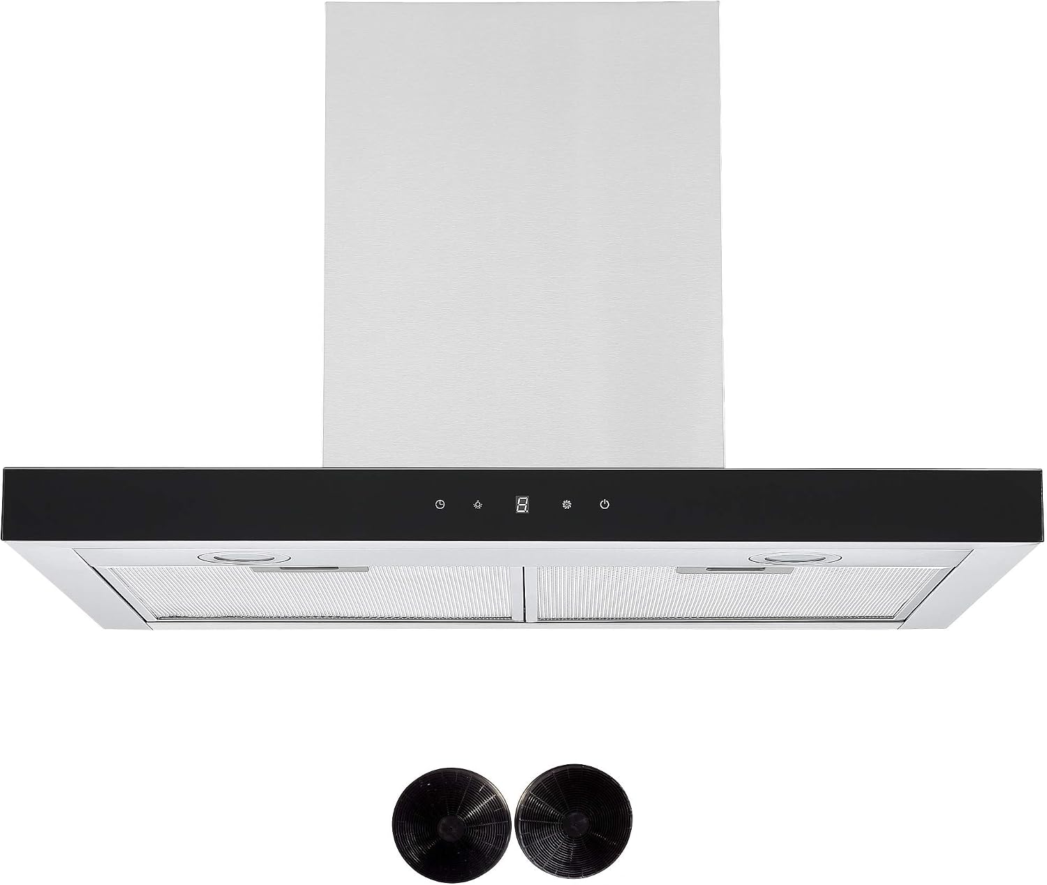 Cookology Designer Box Cooker Hood, Touch Control T Shaped Kitchen Extractor Fan & Carbon Filters (70cm, Stainless Steel)
