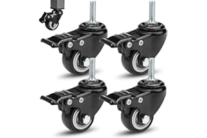 EXIN DEHCEN 4 Pezzi Ruote Girevoli, Ruote con Freno, Ruote per Carrello Carichi Pesanti, Ruote Piroettanti, Ruota Girevole a 360°, Rotelle per Mobili con Vite M8 X 25 mm, 40mm Rotelle Pesanti con 4 Freno
