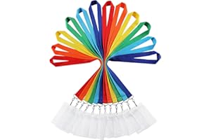 WEZEBEL 12 Pack Polyester Lanyards with Waterproof Badge Holders - Durable and Colorful Neck Straps for ID Cards, Keys and More, Rainbow