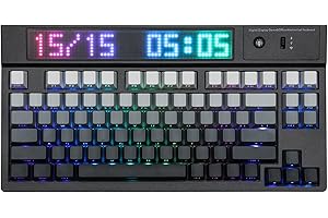 EPOMAKER DynaTab 75X Wireless Gaming Keyboard with Custom Dot-Matrix RGB LED Screen, Creamy Gasket Mechanical Keyboard, Bluetooth/2.4G/USB-C, RGB (Black Grey, Flamingo Switch)