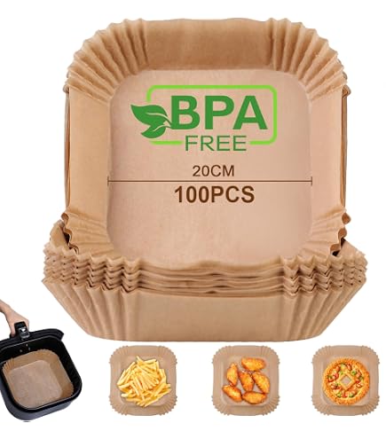 100 Stück Airfryer Backpapier – Antihaft, ölfest & Sparsam Für Deine Heißluftfritteuse (20 Cm)