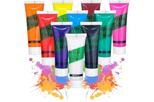 LIBAIDZ 10 x 20 ml Finger Paints, Finger Paints, Finger Paints, Washable, Footprint, 10 Colours