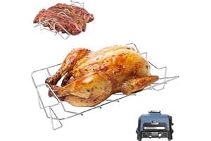 AJINTEBY 2 in 1 Rib Rack für Ninja Woodfire OG800/OG900 Serie, Edelstahl V Truthahn Rack Kompatibel mit Ninja Woodfire OG850 OG951, BBQ Smoking and Roasting Rack, für Ninja Smoker Parts