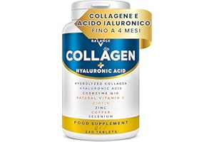 BALANCE FEEL YOUR SELF COLLAGENE IDROLIZZATO 2000MG - 240 COMPRESSE | Collagene e Acido Ialuronico, Coenzima Q10, Vitamina C, Biotina e Zinco per Pelle, Ossa e Articolazioni