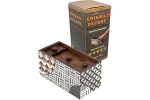 WINSHARE PUZZLES AND GAMES Enigma Decode Secret Puzzle Box - Money and Gift Card holder in a Wood Magic Trick lock with two hidden Compartments Brainteaser