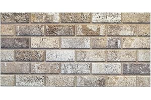IZODEKOR Paneles imitacion ladrillo-Revestimiento de paredes, paneles de poliestireno para salón, cocina, baño, dormitorio y Teras, paneles decorativos 3d para uso interiores y exterior|Sueño beige