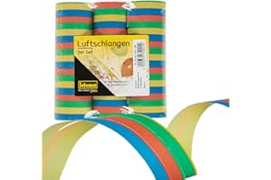 Idena 8274021 - Luftschlangen, 3 Rollen, Mehrfarbig, aus Papier, Dekoration, Geburtstag, Karneval, Mottoparty