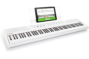 Alesis Recital - E Piano 88 Tasten für Einsteiger mit Halbgewichteten Volle Größe Klavier, Lautsprechern, fünf Premium-Stimmen, Kopfhörerausgang, Klavier Lektionen-Abo, Weiß