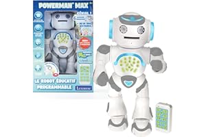 Lexibook Powerman Max, Robot éducatif et programmable pour Jouer et Apprendre, Jouet pour garçons et Filles, Parle français, Danse, Musique, STEM, raconte des Histoires, Lance des disques, ROB80FR
