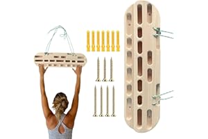 Huayeex 1/2 Set Rock Climbing Board - Wooden Hang Board | Rock Climbing Hangboard Wood Climbing Fingerboard Hold Home Equipment Finger Strengthener for Training Finger, 21.45x5.85x1.76 inches