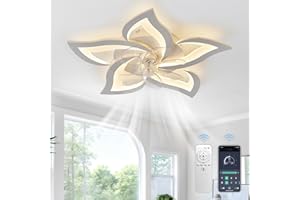 BRIMETI Ventiladores de Techo con Luz y Mando 50W Silencioso Regulable LED Ventilador Lámpara de techo Reversible, De 3 Colores 6 Velocidades, para Salón Dormitorio Comedor