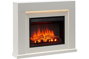 FLAMME Madura Fireplace with 39'' surround with 2kW Fireplace Heater White Multiple Colours Available