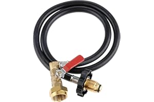 Hooshing Propane Refill Hose Adapter POL Type 1LB Propane Refill Adapter Hose 350PSI High Pressure Camping Grill 39" Extension Hose with 1LB Tank Bottle Adapter Connection with ON/Off Control Valve