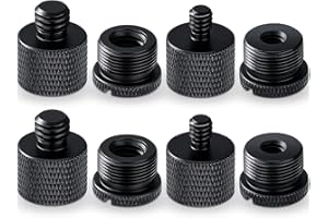 MEISO 8 Piezas Adaptador Roscas de Micrófono, 3/8 Hembra a 5/8 Macho y 3/8 Macho a de 5/8 Hembra 5/8 Hembra a 1/4 Macho y 5/8 Macho a 1/4 Hembra Adaptador para Soporte de Micrófono y Monitor de Cámara