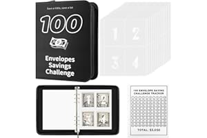 JARDILIFE 100 Envelopes Saving Challenge Binder for UK, Budget Tracker, Financial Goals Journal, Money Management – for School, Home, Office (Black)