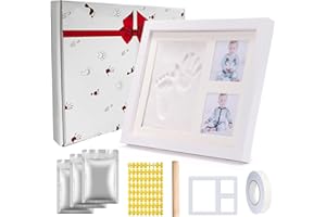 Oskuglin Marco de huellas de bebé, marco de fotos de recién nacido, kit de recuerdo de huellas y huellas de bebé, marco de fotos de baby shower