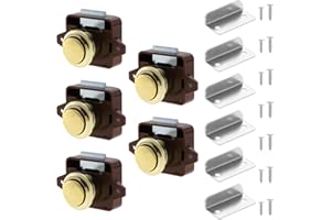 HSEAMALL 5 serrature a pulsante per armadietti, cassetti, armadietti, serrature senza chiave, per roulotte, camper, furgoni, barche, marrone e oro