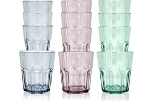 MYKAGS 12 verres à vin en plastique réutilisables, 270ml tasses à boire durables, lave-vaisselle sûr et conception empilable adapté aux rassemblements, pique-niques et barbecues