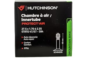 Hutchinson - Chambre À Air - VTT - Protect'Air - Auto-Réparante - Liquide Anti-Crevaison Intégré - Valve Schräder - Épaisseur 0.9 mm - 48 MM - 27,5 x 1,70-2,35, Noir