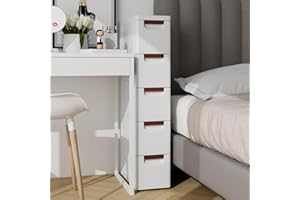 GIANTEX Mobiletto Stretto con Ruote, Carrello e Organizzatore Slim con 3/4/5/6 Cassetti per Spazi Piccoli, Cassettiera di Plastica per Soggiorno, Bagno, Cucina, Bianco (42 x 19 x 91 cm)