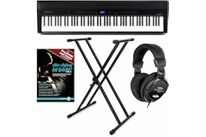 Steinmayer P-60 SM Stagepiano Stage Set (88 Tasten, Hammermechanik, Anschlagdynamik, 128-fach polyphon, 14 Sounds, inkl. X-Keyboardständer, Kopfhörer, Notenhalter, Netzteil & Noten) Schwarz